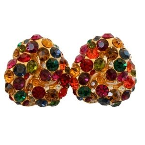 Blanca Earrings Statement Large Abstract Retro Vintage 80s Colorful Rhinestones